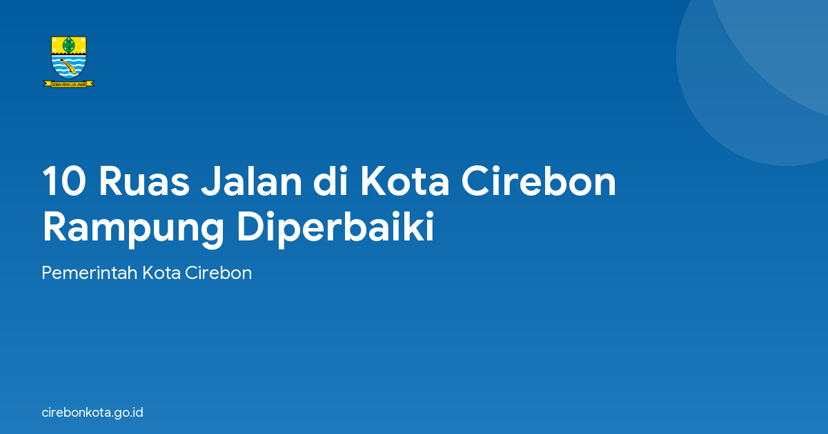10 Ruas Jalan di Kota Cirebon Rampung Diperbaiki