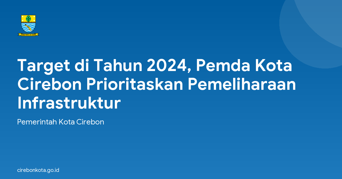 Target di Tahun 2024, Pemda Kota Cirebon Prioritaskan Pemeliharaan Infrastruktur