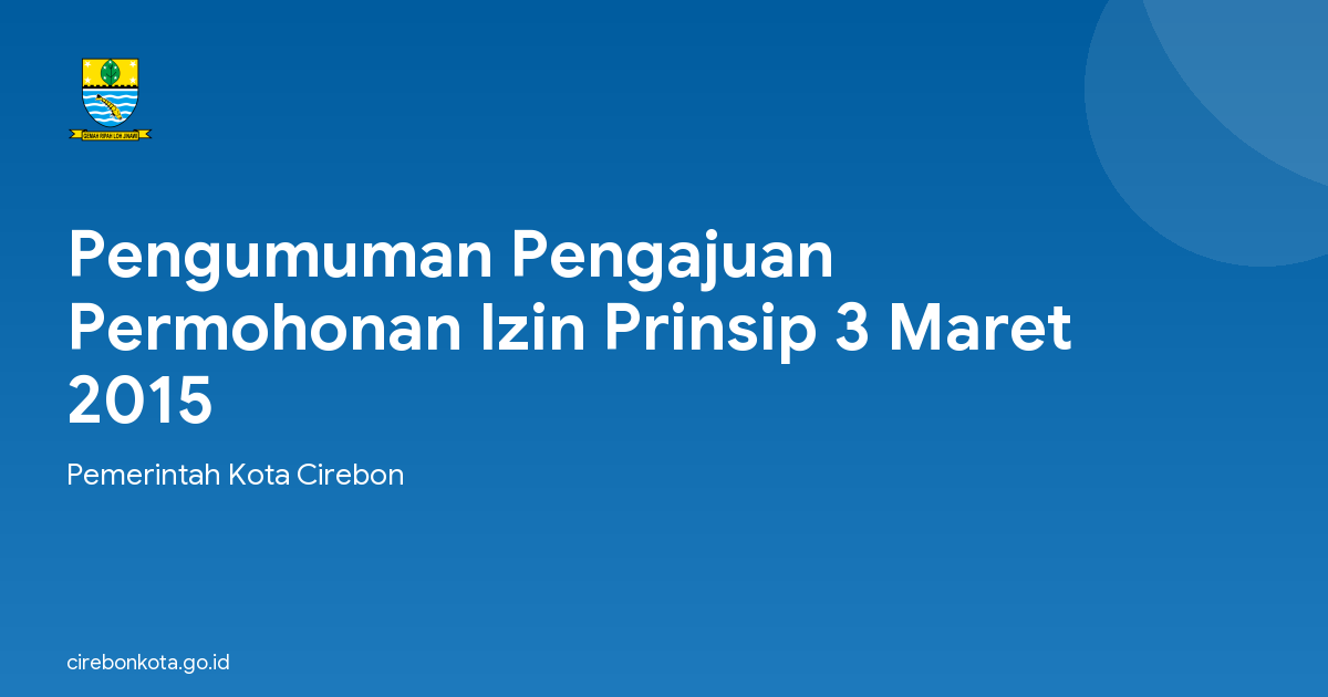 Pengumuman Pengajuan Permohonan Izin Prinsip 3 Maret 2015