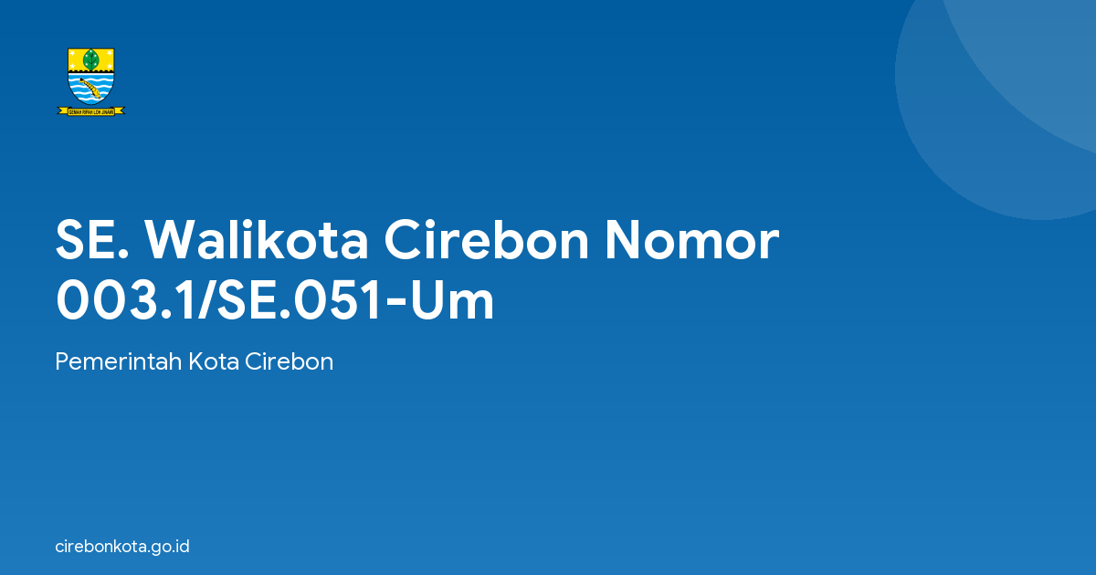 SE. Walikota Cirebon Nomor 003.1/SE.051-Um