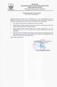 Pengumuman Hasil Prakualifikasi Seleksi Kerjasama Pengelolaan Gedung Wanita dan Taman Ade Irma Suryani