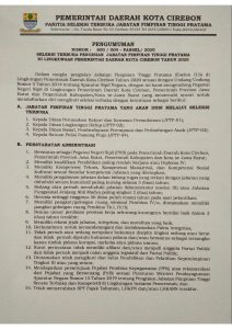 Pengumuman Seleksi Terbuka Pengisian Jabatan Pimpinan Tinggi Pratama Di Lingkungan Pemerintah Daerah Kota Cirebon Tahun 2020