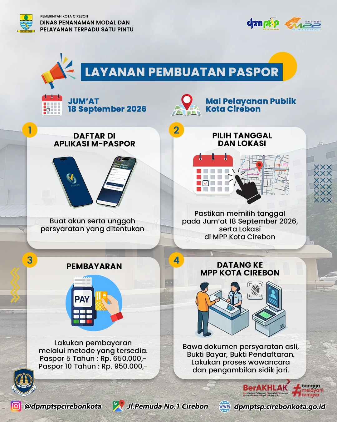 Pengumuman Layanan Pembuatan Paspor di MPP Kota Cirebon- Bulan September